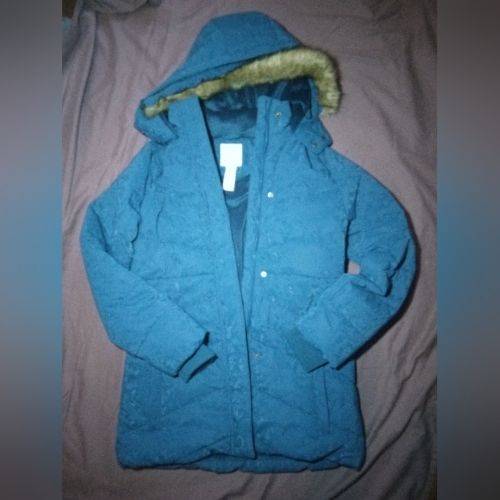 Falls Creek Blue Puffer Jacket with Hood and Insulation